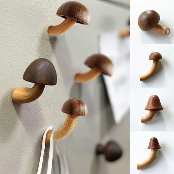 1Pcs Wooden Mushroom Fridge Magnets 3D Cute Mushroom Shape Magnetic Refrigerator Sticker Message Po Magnet Hooks Crafts Decor 240802
