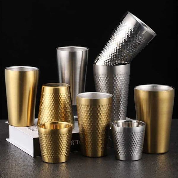 Stainless Steel Large Capacity Beer Cup Household Office Thickened Double Layer Cold Water Drinks Coffee Mugs Kitchen DrinkwareM240803