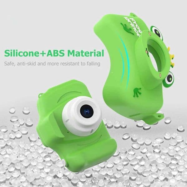 Digital Childrens camera2 Inch IPS Screen Kids Video Camera Birthday Gift Cartoon Frog Photography Camera USB ChargingM240803