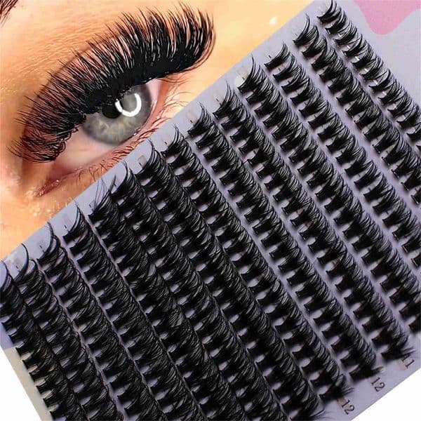 14 rows 280 clusters 40D mixed 9-16mm clusters eyelash extensions natural thick false eyelashes 3D strips personal eyelashes W240803