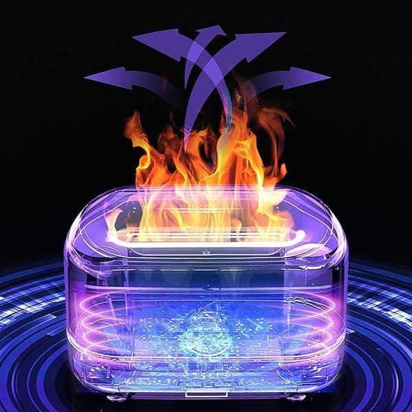 RGB Flame Aroma Diffuser Humidifier USB Desktop Simulation Night Light Aromatherapy Purifier Air for Bedroom With 7 Colors Y240803