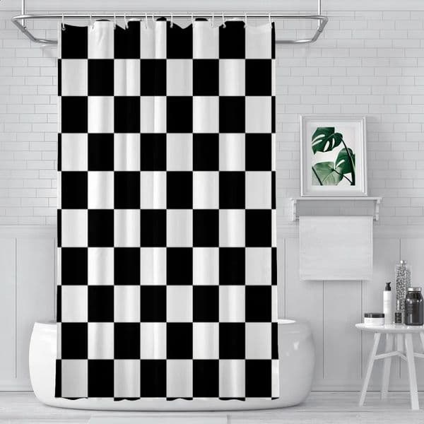 CHECK Pattern Shower Curtains Waterproof Fabric Funny Bathroom Decor With Hooks Home Accessories 240802
