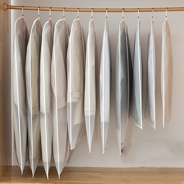 Clothes Hanging Dust cover with Zipper Wedding Dress Suit Coat Garment Organizer Wardrobe Storage Bag Cover