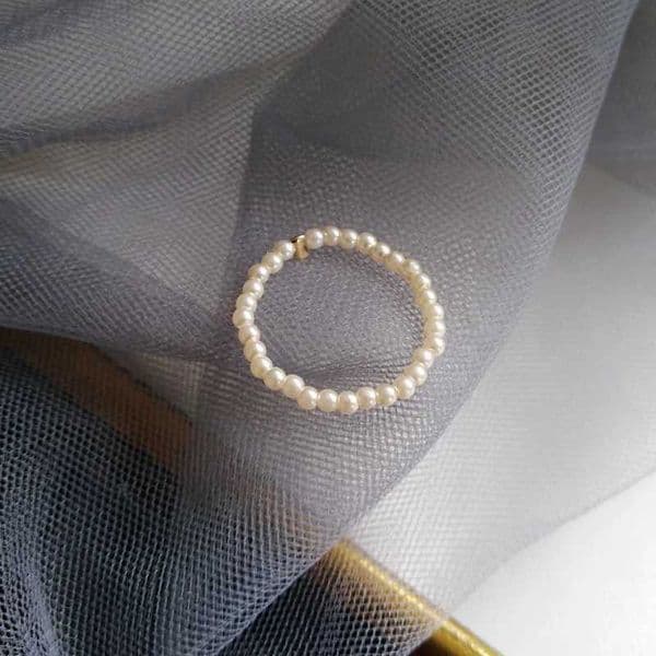 LATS Beautiful Womens Pearl Ring Simple Ins French Romantic Index Finger Student Tail Ring Womens Fashion Jewelry Gift W240802