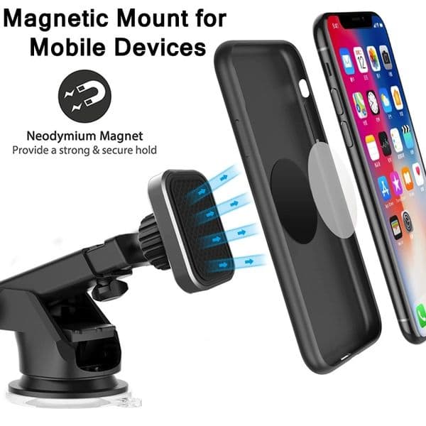 Car Dash Phone Holder Auto Windshield Magnetic Mount Bracket for MP3 GPS iPhone 14 13 5S 6S SE 7 8 Samsung With Retail Package