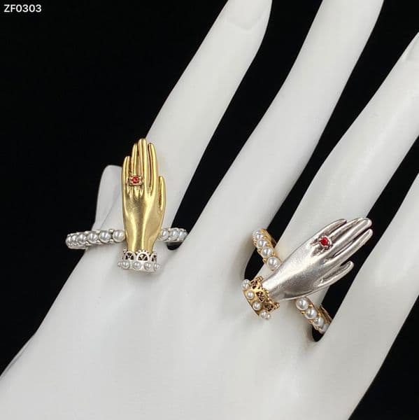 New style Gold/Silver chain With Side Stones hand rings Skull Skeleton Charm Open Ring For Women Men Party wedding lovers engagement Punk Jewelry Gifts R20243-R2009