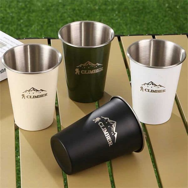 350ml 304 Stainless Steel Metal Cup Outdoor Camping Beer Cups Set Home Coffee Wine Tumbler Drinkware Tea Mug For Picnic BBQM240803