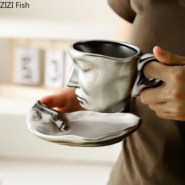 Kissing Cup Creative Ceramic Water Cup Couple Afternoon Tea Coffee Cup Tableware Set Nordic Office Home Beverage Set Friend Gift 240805
