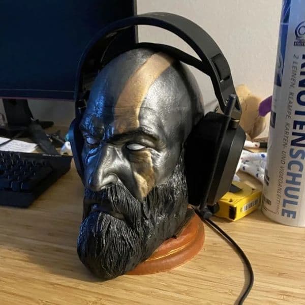 2026 God Of War Kratos Game Characters Toys cologne Head Statue Desk Model Computer perfume Headphone Stand Holder Free Shipping