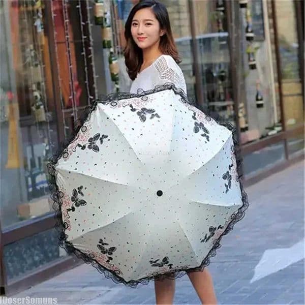 New Butterfly Lace UV Umbrella Paraguas Manual for Woman Rain and Sun GiftXJ240806