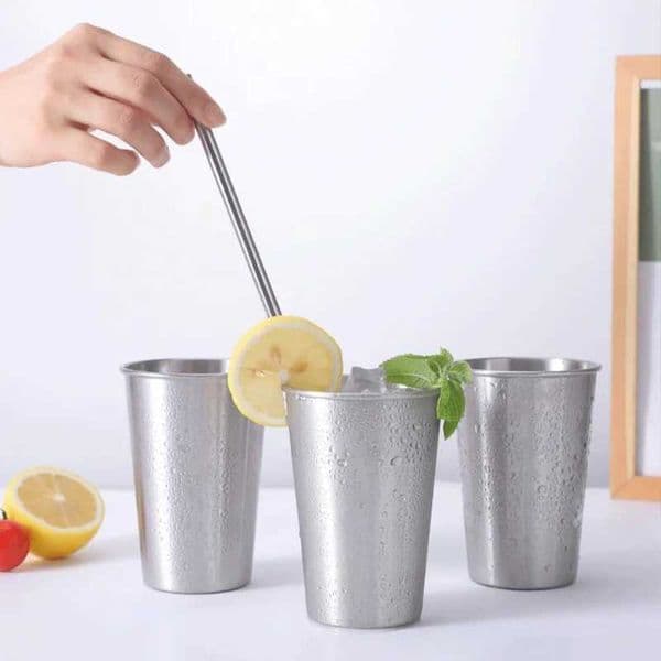 304 Stainless Steel Mouth Cup Convenient Cold Drink Cup Single Layer Crimping Beer Mug Simple and Convenient Cup Tumbler CupM240803