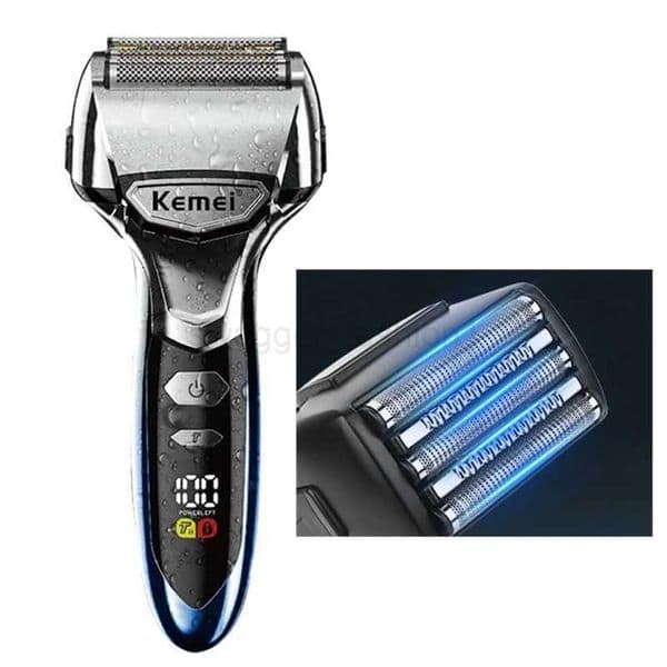 Kemei 5-Blades Beard Electric Shaver Face Wet Dry Electric Razor For Men Rechargeable washable Bald Heads Shaving MachineXJ240806