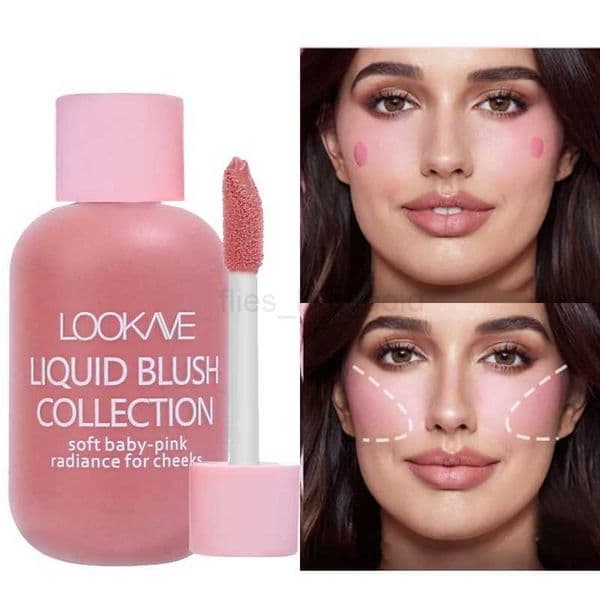 Mini peach pink liquid powder blusher waterproof natural powder blusher makeup bright highlight professional Korean cosmetics W240806