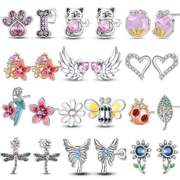 Fashion Spring Collection Womens Earrings 925 Silver Butterfly Dragonfly Heart shaped Earrings Exquisite Jewelry Couple W240803
