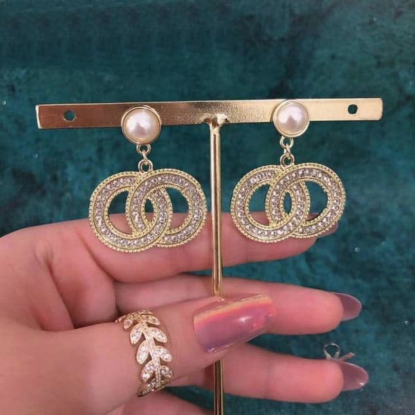 Designer Earrings Diamond Pearl Stud Earrings Brand Letter 18K Gold Plated Earring Woman Jewelry Accessories Birthday Christmas Gifts