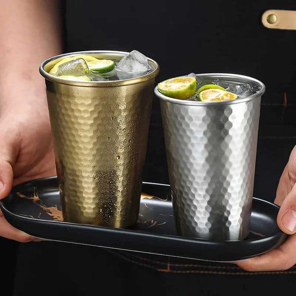 500ml Diamond Pattern Beer Mugs Stainless Steel Single-layer Water Cup Korea Anti Fall Bar Restaurant Tumbler Drinking SetM240803