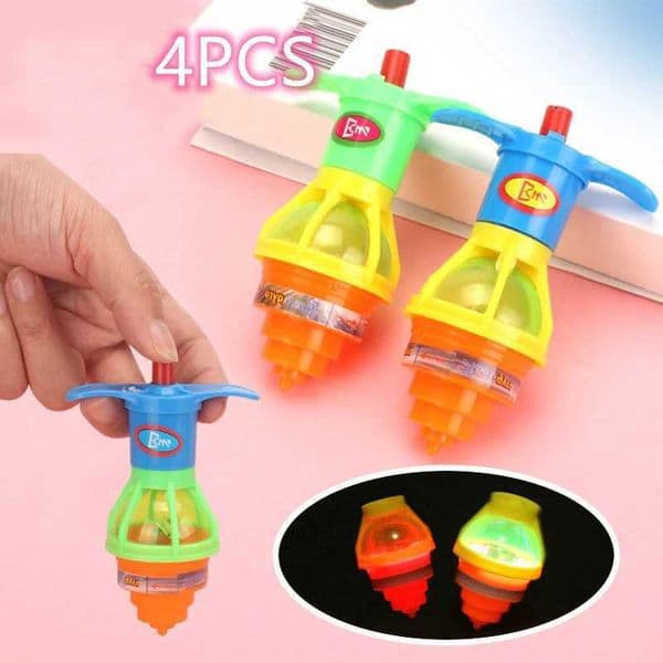 Light Up Spinning Tops Luminous Colorful Top Ejection Toy Classic Gyroscope Novelty Bulk Toys Party Favors for Kids Children Y240803