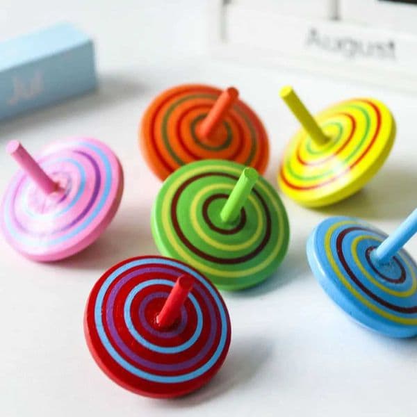 10/20pcs Wooden Spinning Tops Classical Painted Peg-Top Gyro Toys Desktop Educational Toys For Children Kids Gift Y240803