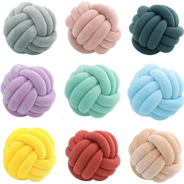 Inyahome Soft Knot Ball Pillows Round Throw Pillow Cushion Kids Home Decoration Plush Pillow Throw Knotted Pillow Handmade 240806