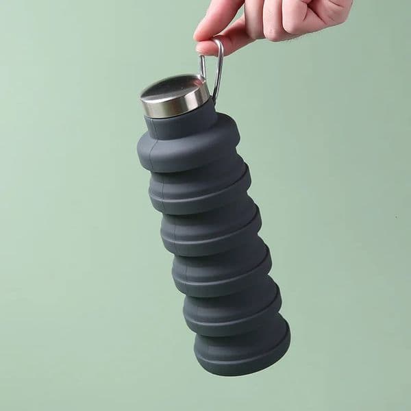 portable silicone water bottle with retractable folding coffee bottle E outdoor travel tool with foldable bottle 240806