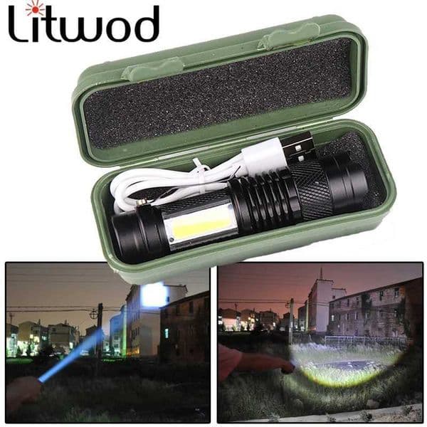 4000LM MINI Flashlight Built in Battery USB Charging LED Flashlight COB Zoomable Waterproof Tactical Torch Lamp Bulbs Lantern Y240731