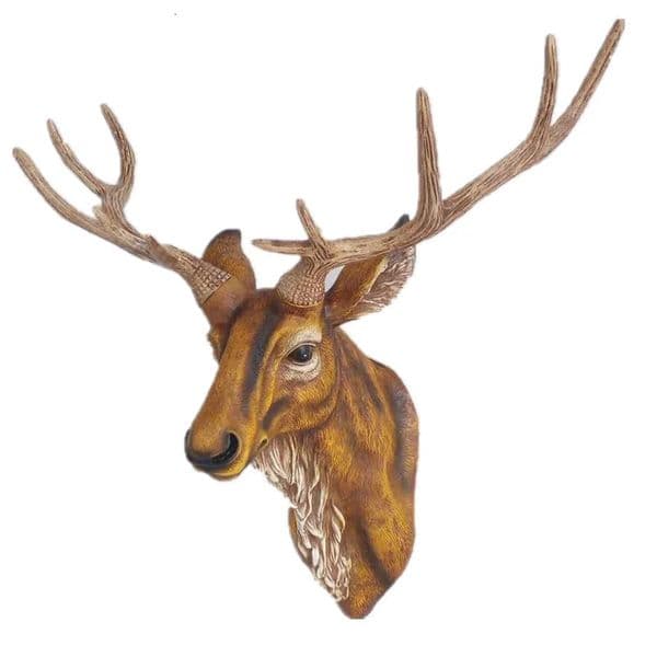 Deer Head Wall Hanging Decoration 17.5-inch Artificial Deer Head Sculpture Used for Bar Background Wall Hanging Family Living Room Wall Art Christmas 240806