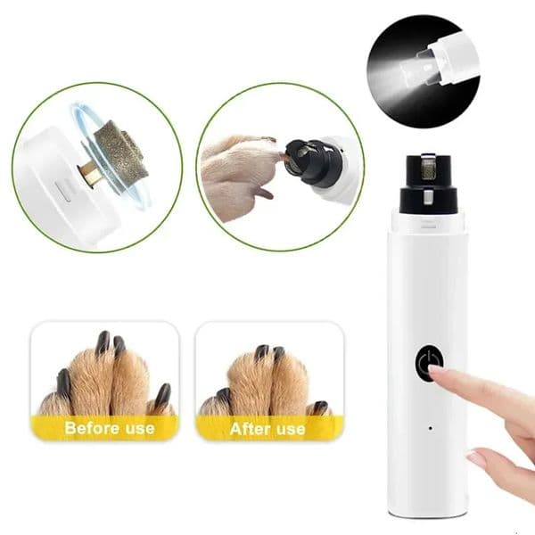 Electric Dog Nail Clippers for Dog Nail Grinders Rechargeable USB Charging LED Light Pet Quiet Cat Paws Nail Grooming Supplies 240807