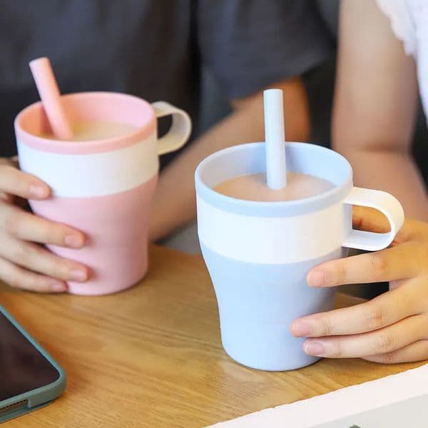 47l portable silicone coffee cup folding cup foldable cup with straw outdoor cup kitchen and dining beverage cup 240806