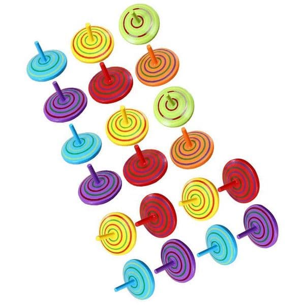 20 Pcs Animal Wooden Spinning Top Child Baby Toys Gyro for Kids Educational Colored Y240803