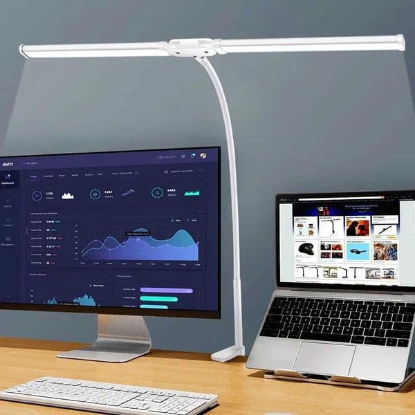 Double head/single head LED reading desk lamp with adjustable light clip on USB desk lamp flexible 3-lamp mode suitable for office study desk lamp X241122