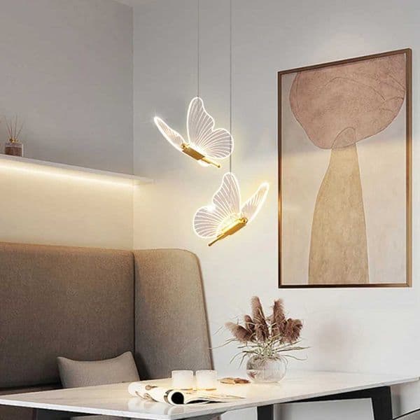 Nordic Butterfly Led Pendant Lamp Bedside Staircase Bedroom Hanging Lamps For Ceiling Art Indoor Lighting Light Fixture Y240802