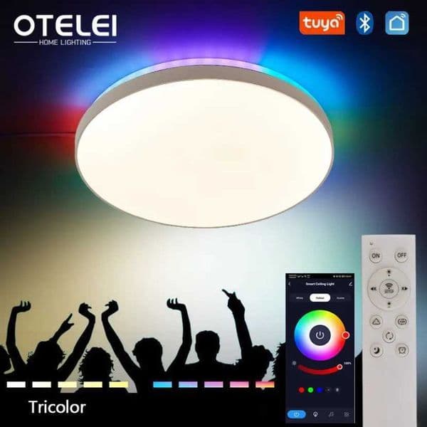 Tuya Intelligent LED Ceiling Light RGB Backlight Color Illumination with Remote Control Bluetooth APP Dimmable Home Light Y240802