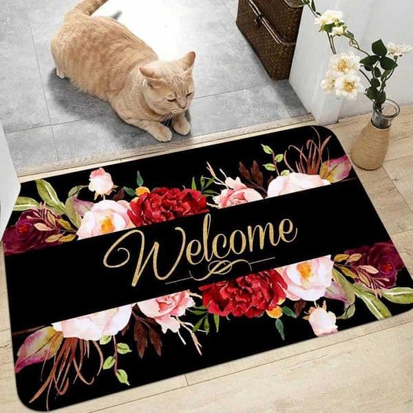 1pc Flower Letter Pattern Printed Entrance Doormat Soft Non-Slip Crystal Velvet Absorbent Mat Suitable for Livingroom HomeXJ240807