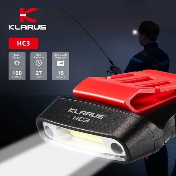 Klarus HC3 LED Headlamp Rechargeable Lamp Head Flashlight LED Light 100LM 36H For Fishing Hiking with Battery Motion ControlCL240807