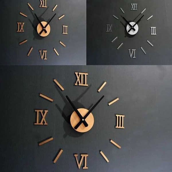 DIY Quartz Clock Stickers 3D Wall Clock Roman Digital Mirror Acrylic Home Wall Self Adhesive Hanging Watch Decorative Stickers W240806
