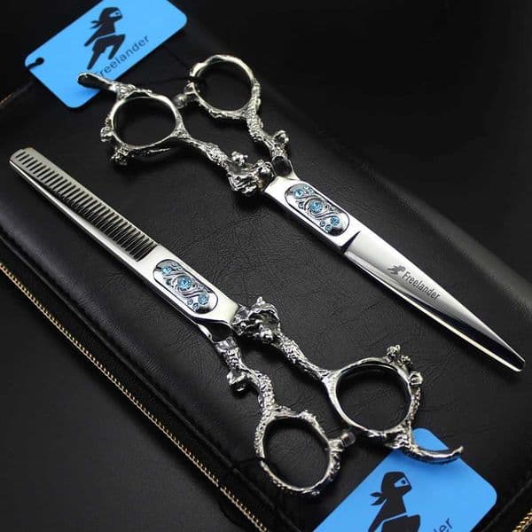 Freelander Top grade dragon sapphire hair scissors 6 inch professional barber hairdressing scissors cutting shearsXJ240807