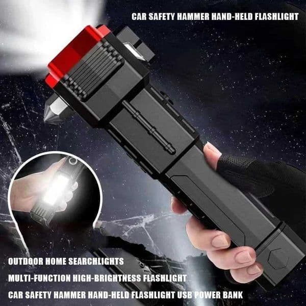 Car safety hammer handheld flashlight usb power bank outdoor household searchlight multi-function high brightness flashlight Y240731