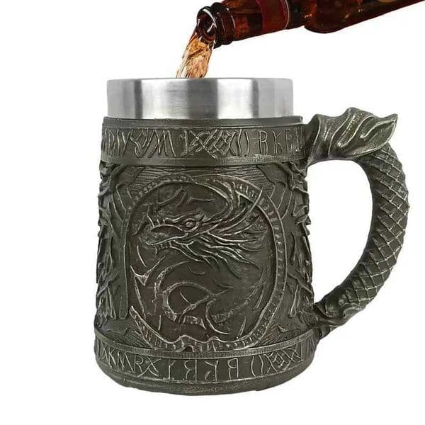 Dragons Beer Cup Vintage Bar Accessories 600ml 304 Stainless Steel Inner Coffee Mugs For Men Mug For Bar Restaurant Vintage BarM240803