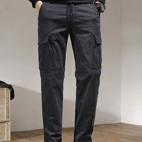 Mens Straight Cargo Pants MultiPockets Streetwear Fashion Military Tactical Trousers Male Cotton Casual Long Pant 240806