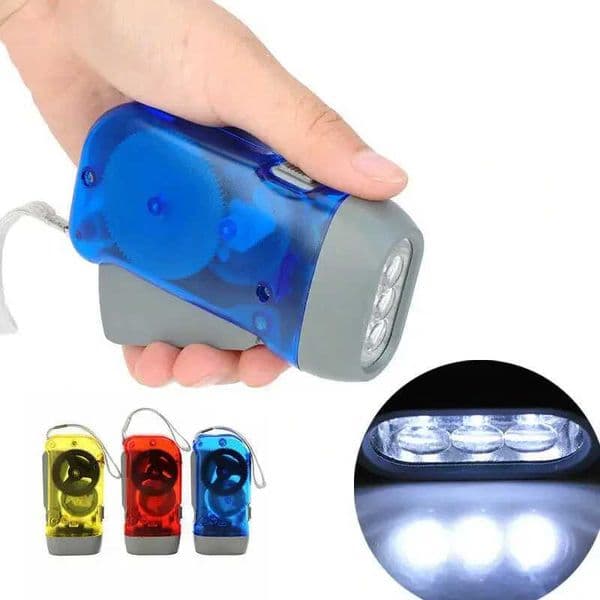 3 LED Dynamo Wind Up Flashlight Hand-pressing Crank NR No Battery Torch Camping Lamp Light for Outdoor Home Blue Red Yellow Y240731