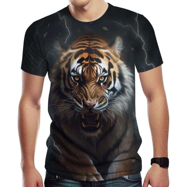 Mens T shirt Jungle Wildlife Tiger King T-Shirt Summer Casual Cool Pattern Shirt shirts tshirt graphic tee Casual tops summer clothes Short sleeve Free shipping