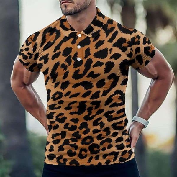 Fashion Mens Polo shirt fashion Leopard Print Golf for Men Shirts Quick-Dry Short Athletic T-Shirt Tennis Collared Shirt Casual tops summer clothes