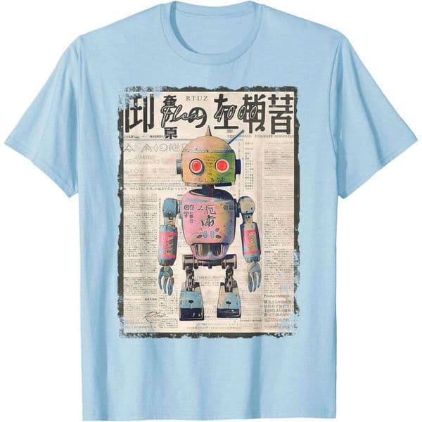 T shirt for Mens Cyberpunk Japanese cyborg futuristic robot T-Shirt Shirts Tshirt Graphic Tee Casual Tops Clothes Short sleeve Free shipping