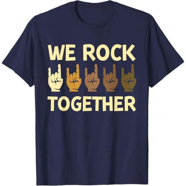 T shirt for Mens Womens Funny We Rock Together Hands Rock Lovers T-Shirt Shirts Tshirt Graphic Tee Casual Tops Clothes Short sleeve Free shipping