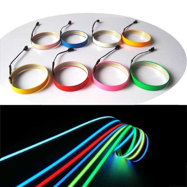 EL Wire Tape Glowing 100 cm x 1cm steady on/Slow Flash/Fast Flash EL Wire Light Strip for Halloween party DIY Decoration Y240807