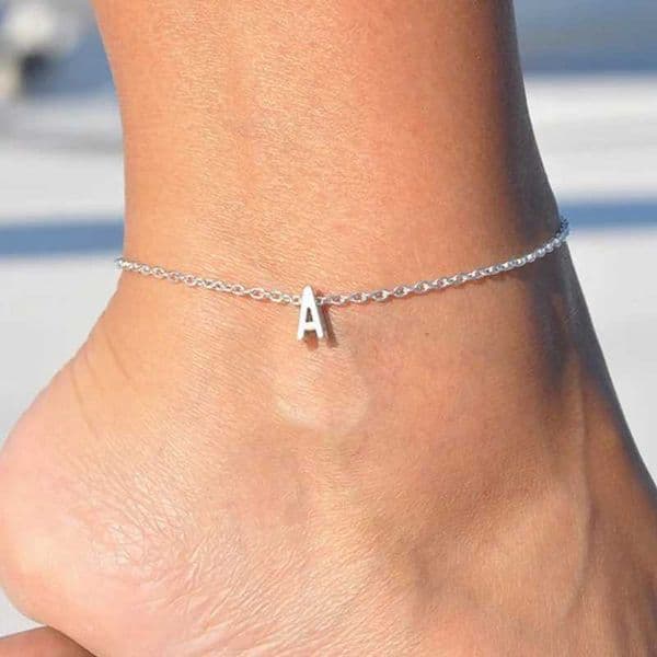 Anklets Women Fashion 26 Letter Anklet Leg Bracelet Jewelry Simple Silver Color Best Friend Gifts Bijiux for Women Ladies 230607