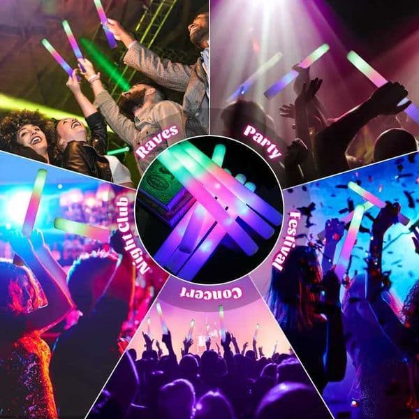 15/30Pcs LED light-emitting stick loose color RGB light-emitting foam stick cheerleading tube dark light used for Christmas birthday wedding party X250402
