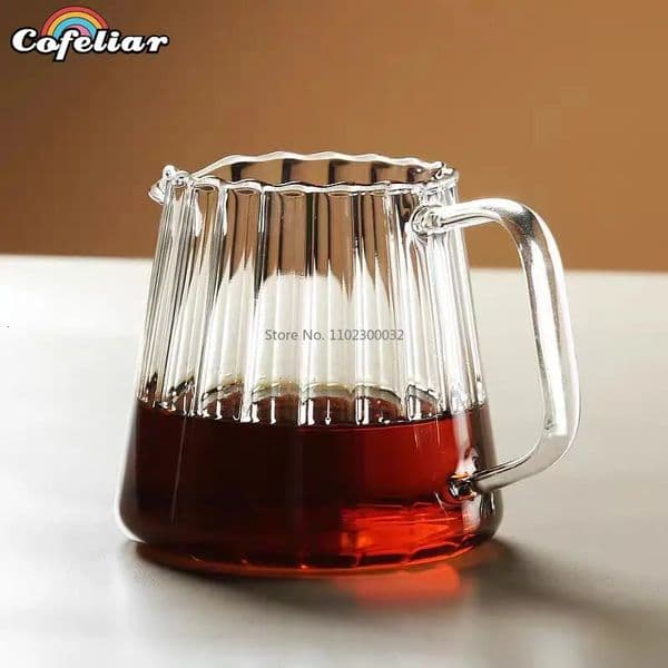 150410575ml Stripe Heat-resistant High Borosilicate Glass Teahouse Tea Set Accessories Chahai Milk Glass Pitcher Coffee Pot 240808
