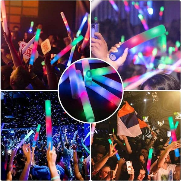 50Pcs Foam Glowing Sticks With Multi-Color Lightweight Flashing Light For Party Halloween Y240807