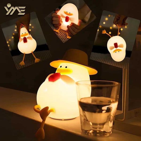 Duck Rechargeable LED Night Light Pat Silicone Lamp Bedside Cartoon Cute Children Nightlights for Home Room Decor Birthday Gift Y240807